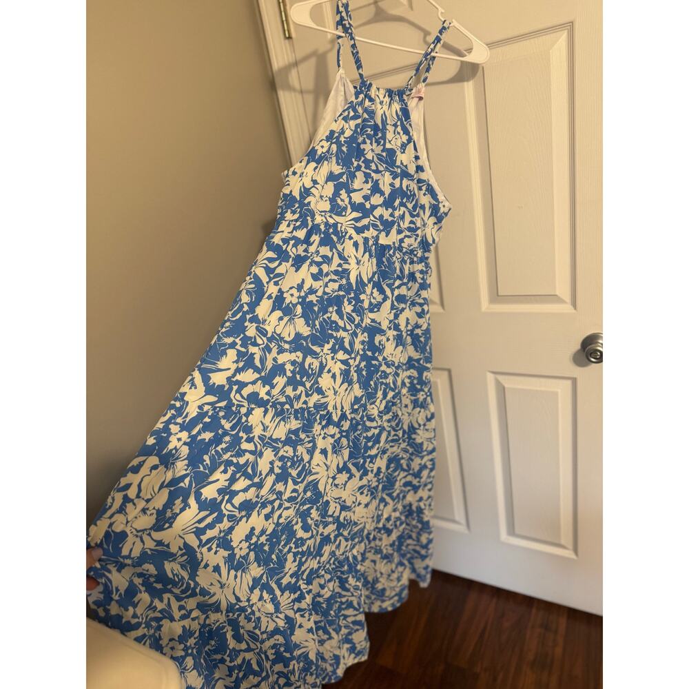 Pink Lily One For Fate Blue and White Floral Maxi Sundress Sz: 2XL